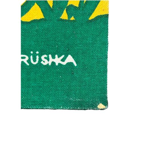 Marushka Wall Art Textile Screen Print 8x10 Pig Bird Farm Yellow Green Fence MCM - Picture 3 of 4